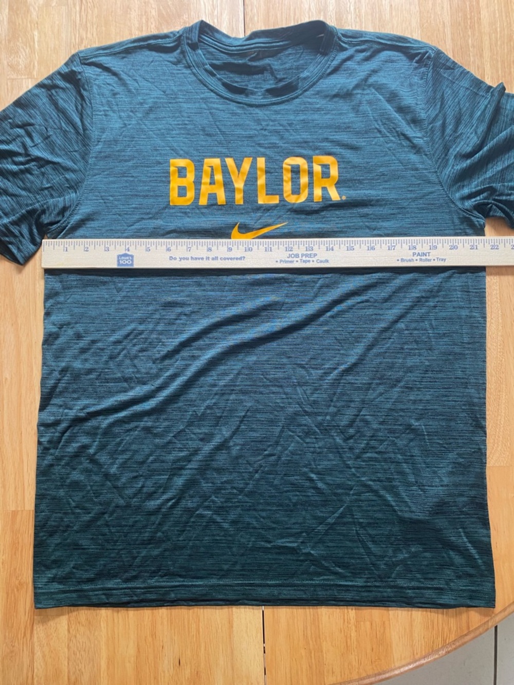 Nike Baylor Heathered Green Short Sleeve Tee with Yellow Logo Dri-Fit Men Large - Picture 2 of 4